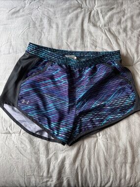Under Armour Women's Teal & Purple Patterned Athletic Shorts